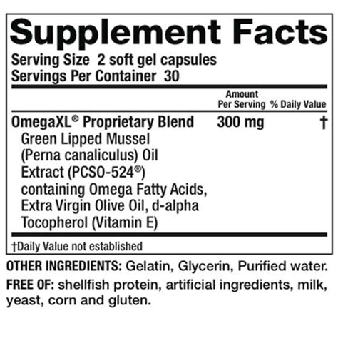 omega xl label ingredients.